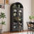 Modern Metal Arched China Cabinet With Glass Doors-1699916224
