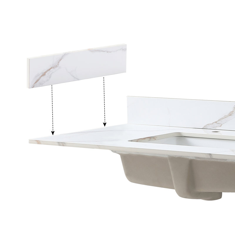 Dessus de meuble-lavabo doré 22 po x 4 po - Blanc, nettoyage simple, élément tendance, installation facile, contrôle de la qualité stable de la pierre frittée 22 po x 4 po, saleté, fiabilité,