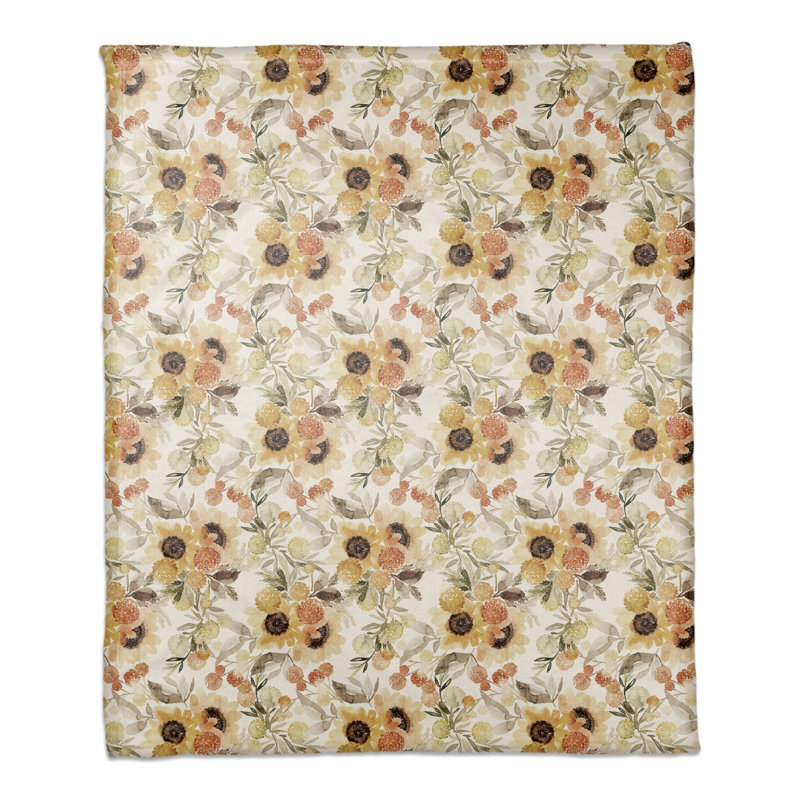 Hand Woven Throw Blanket, Floral, Yellow