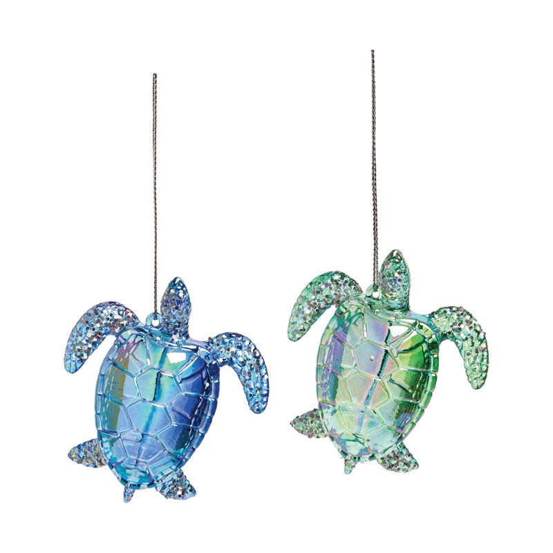Ornement figurine suspendu en tortue de noël sparkle