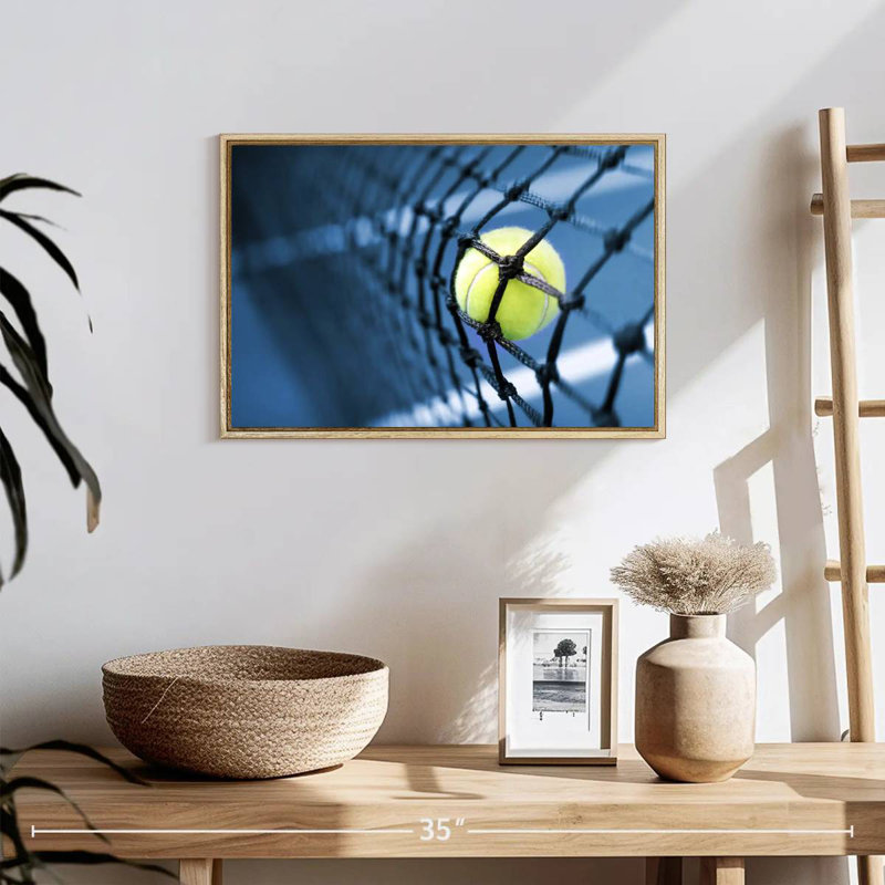 Filet de tennis, 19 po x 13 po, Cadre flottant en bois naturel