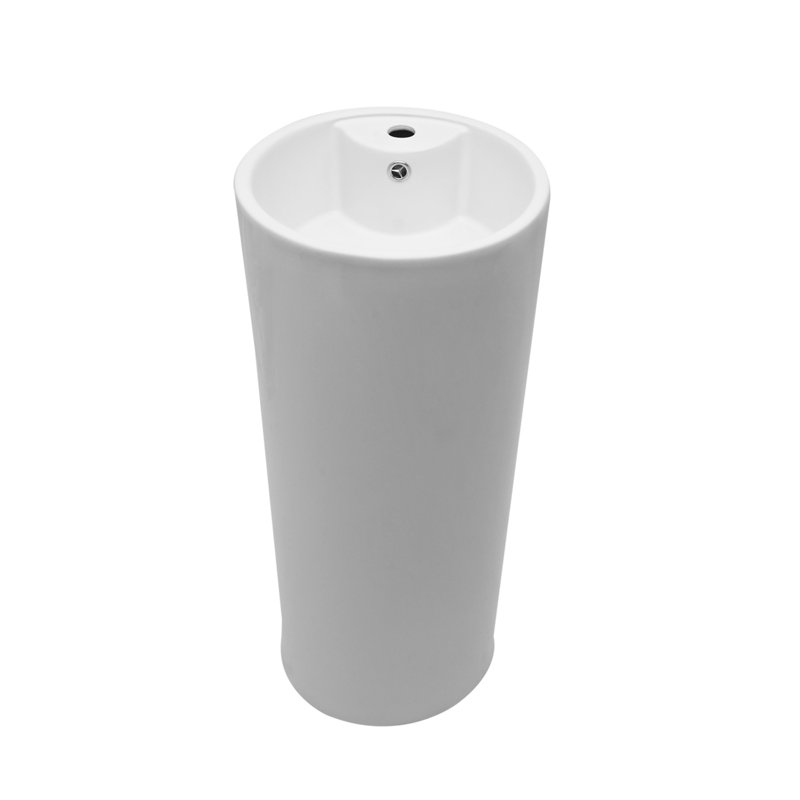 15" Classic White Ceramic Pedestal Sink Bathroom Sink Basin