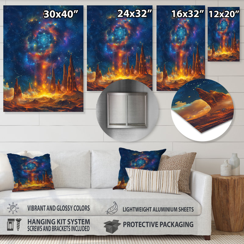 Portail magique en cristal dans le ciel - espace, art mural, salon, Métal métal, H 20 po x l 12 po x P 1 po