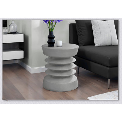 Table d'appoint ronde moderne de 25 pouces avec conception à ressorts unique pour une utilisation intérieure et extérieure, peu encombrante et durable