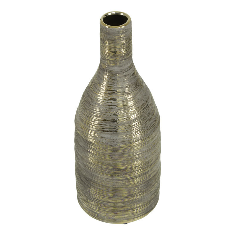 Radabaugh Ceramic Table Vase, 31cm H x 13cm W x 13cm D, Light Gold
