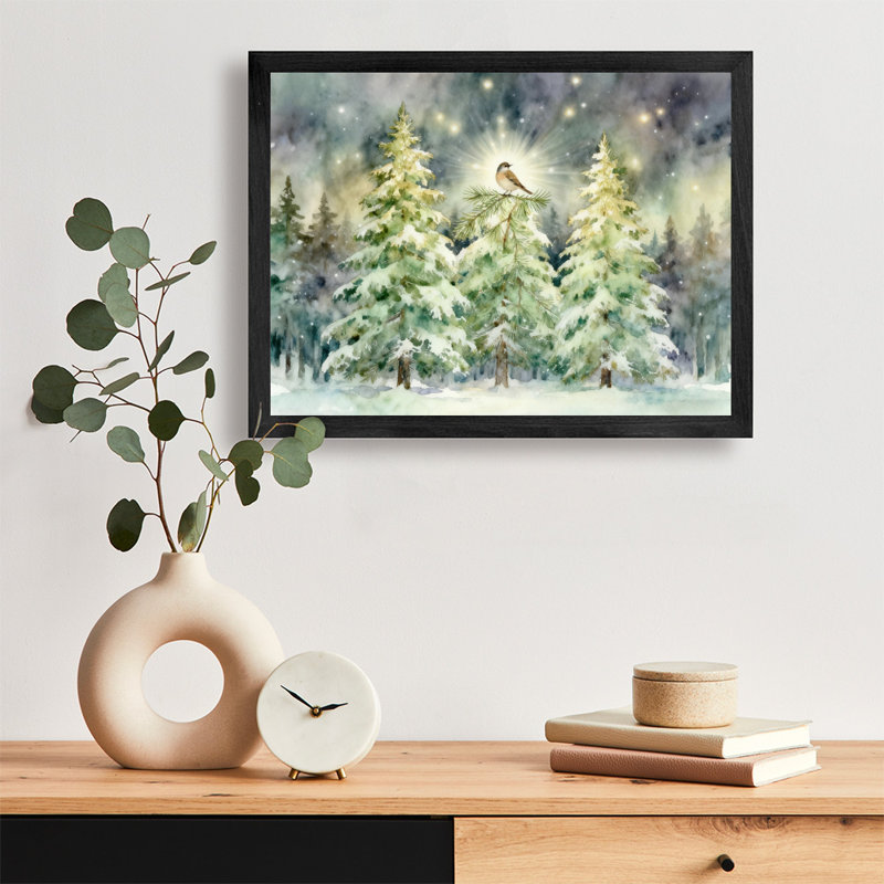 Art mural rétro noir, cèdre de Noël rétro, impressions encadrées, H 13 po x l 17 po