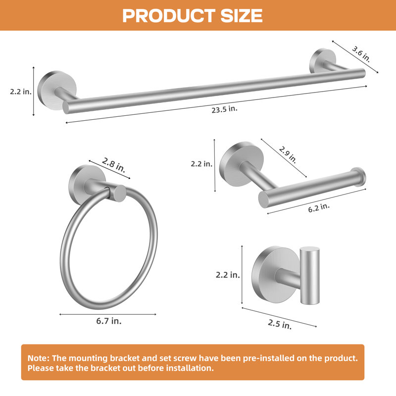 5-Piece Bath Hardware Set, Brushed Nickel