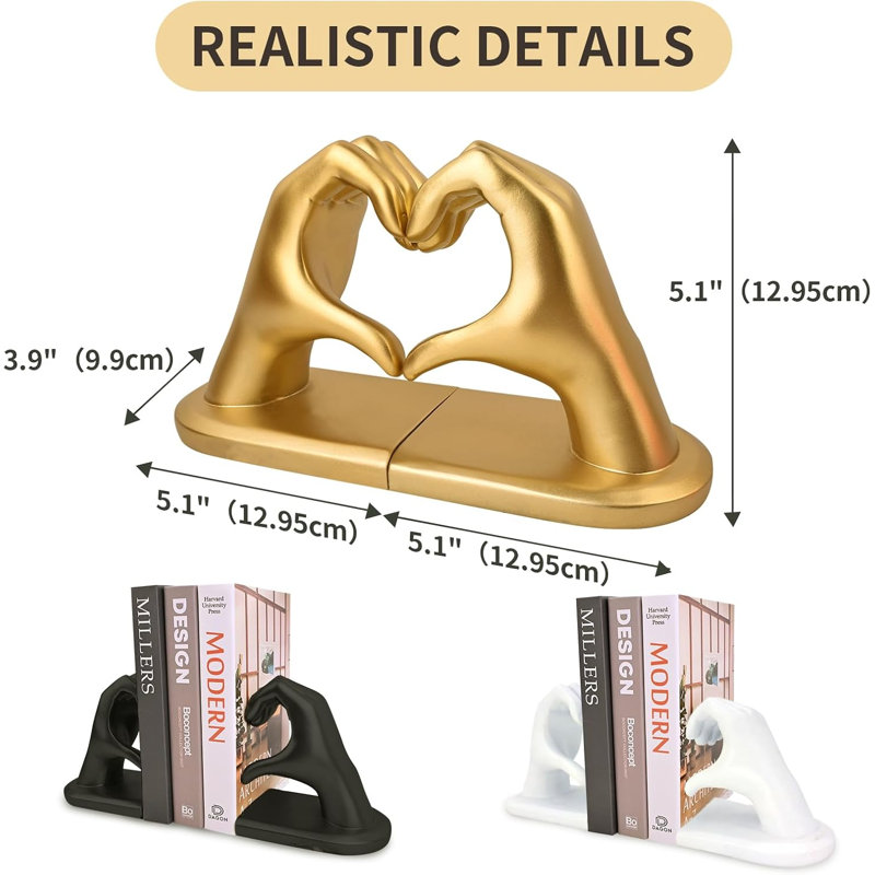 Gold Decorative Bookends for Shelves