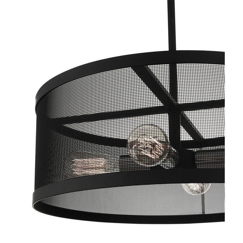 Emilia 4 - Light Dimmable Drum Chandelier, Black