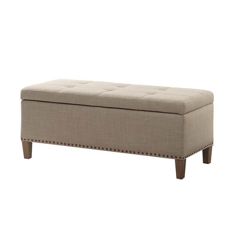 Banc de rangement capitonné à fermeture douce, Gris clair