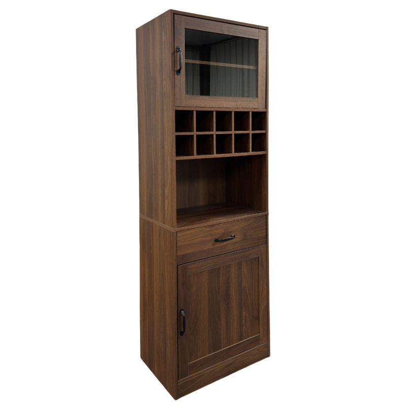 Armoire de cuisine avec étagère de rangement coulissante multifonctionnelle, armoire de rangement de style campagnard avec portes en verre, organisateurs de garde-manger pour la cuisine, armoire de bar, salle à manger