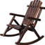 Fauteuil à bascule d'extérieur robuste en bois brun, éléments de confort ergonomiques, mouvement fluide, idéal pour foyer extérieur et intérieur, siège