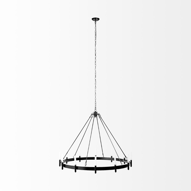 Lustre en verre noir à 12 lumières à intensité variable de style bougie