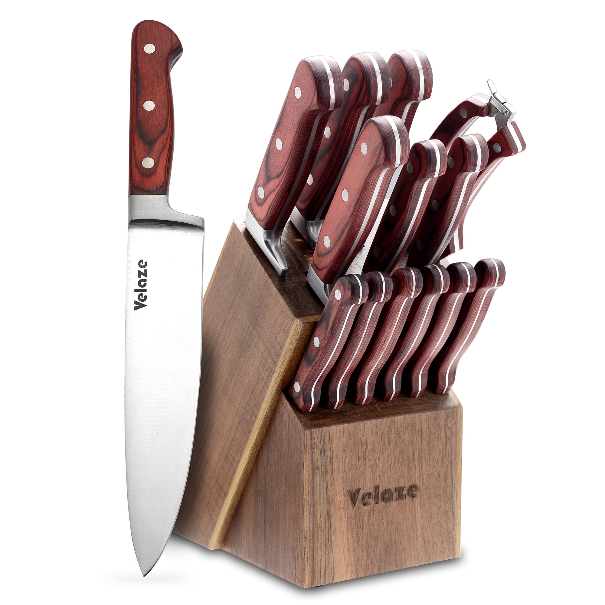 Velaze 15 Piece Stainless Steel Knife Block Set Wayfair Canada