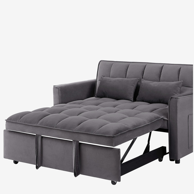 Mexborough Velvet Square Arms Sofa, Dark Gray, 30.8" H x 51.2" W x 33.5" D