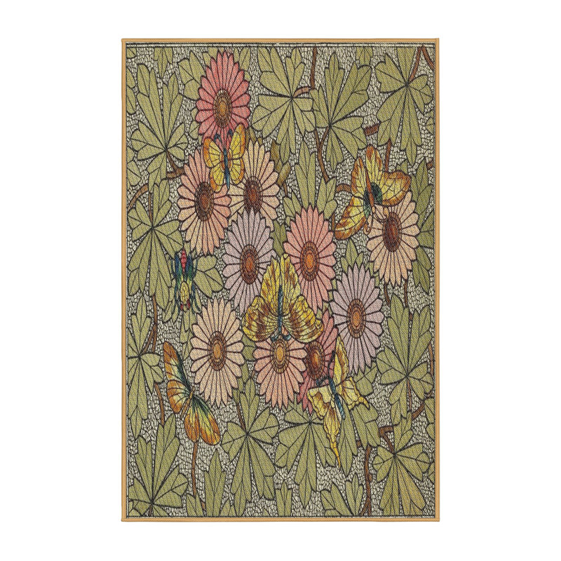 Tapis vert/rouge à motifs, Rectangle 2 pi x 5 pi
