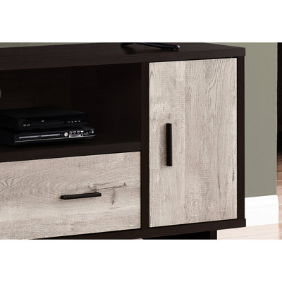 Meuble télé contemporain 48 pouces, meuble multimédia avec armoire de rangement et tiroirs en stratifié brun pour la précision du salon de la chambre à coucher - couleur et design d'intérieur