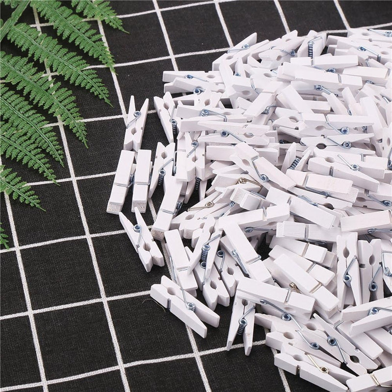 Mini-pinces à linge blanches en bois de 3,5 cm, ensemble de 200 pièces pour la présentation de photos, l'artisanat et les projets décoratifs
