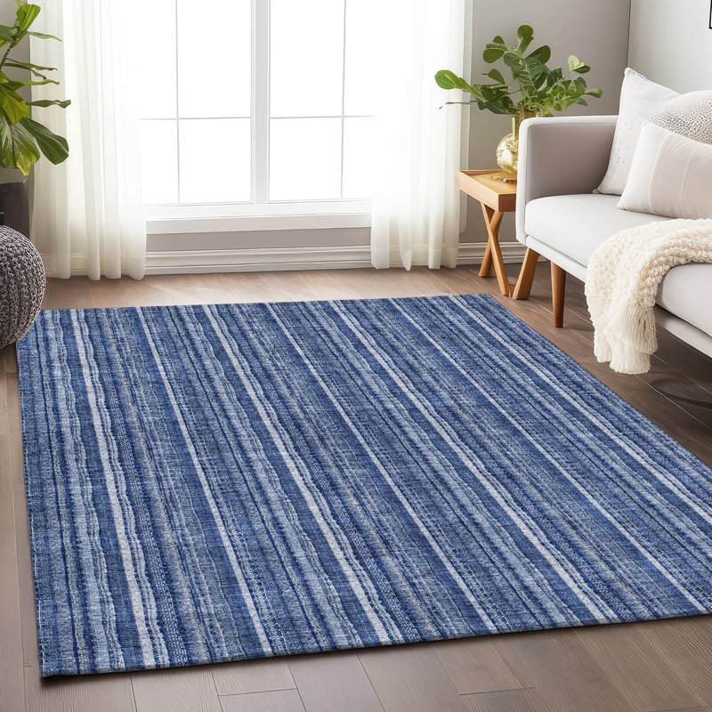Premium Machine Washable Prisco Denim Rug, Rectangle 10' x 14'