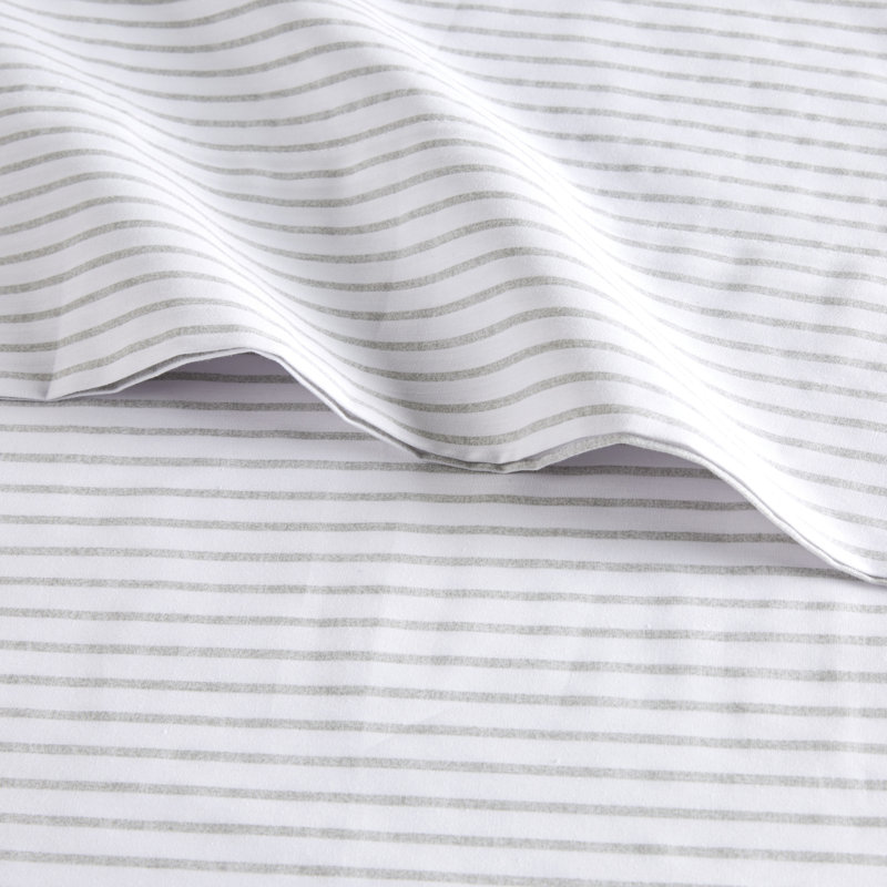 King Gray Stripe Cotton Percale Sheet Set