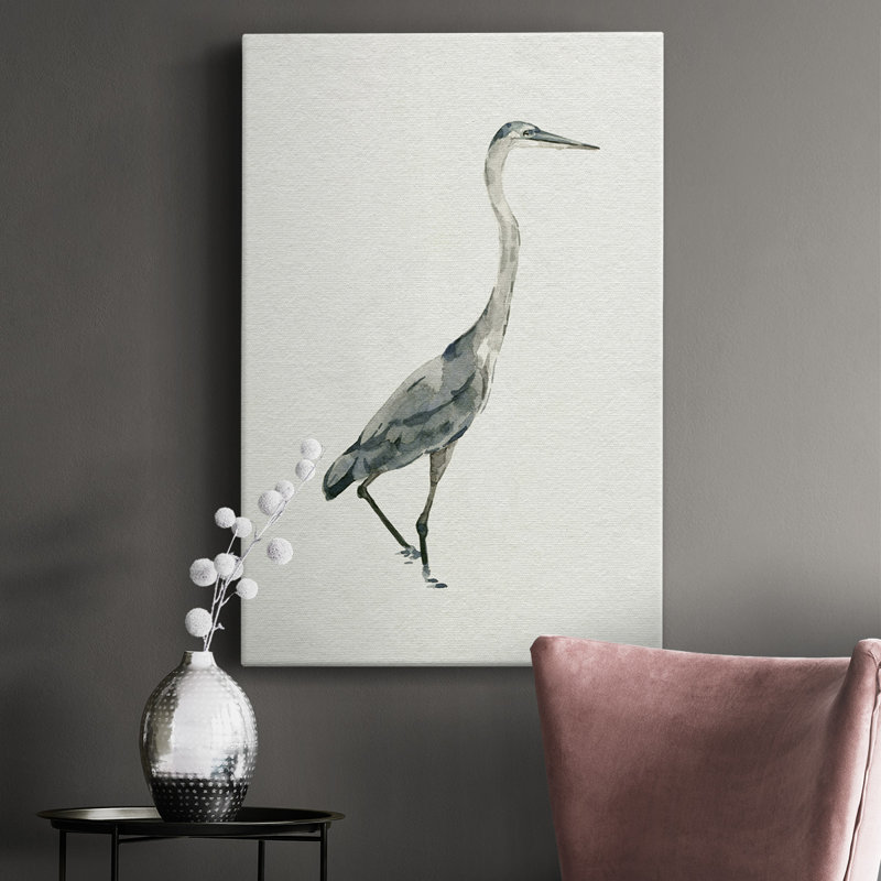 Saltwater Herons I - peinture sur toile tendue, H 60 po x l 40 po x P 1,5 po