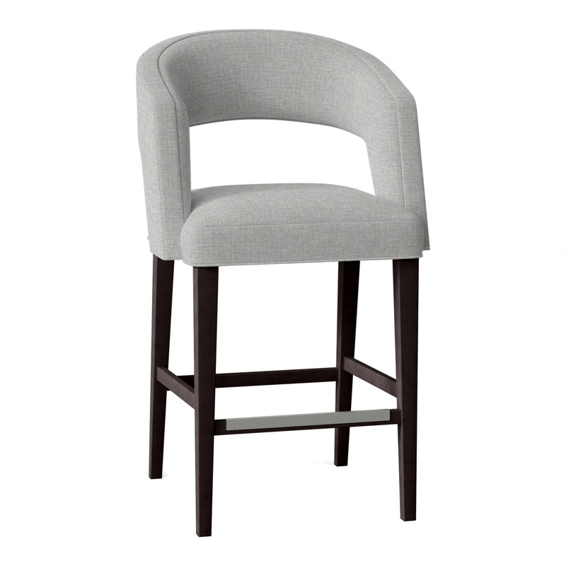 Bryant Upholstered Stool with Solid Wood Frame, Perigold Banks Ochre, Espresso