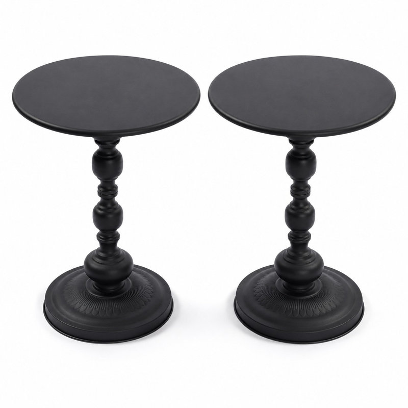 Table d'appoint, canapé et table de chevet Vintage Vintage, Noir mat, 2