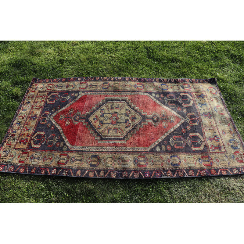 Tapis vintage rétro bleu Anatolian en bleu pour la chambre à coucher et le dortoir