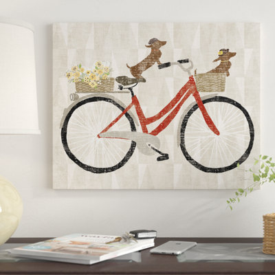 " Doxie Ride Ver I Red Bike " by Sue Schlabach