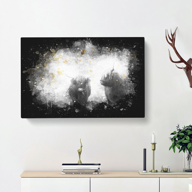 Two Highland Cows - Wrapped Canvas, 60cm H x 91cm W x 3cm D