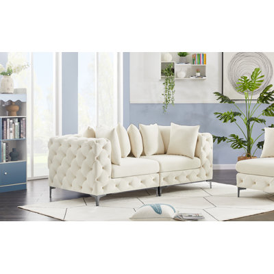Tremblay 78" Velvet Square Arm Modular Loveseat