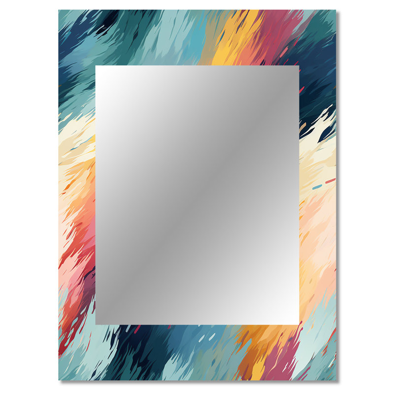 Art contemporain, motif à chevrons - miroir mural abstrait unique, miroir abstrait, impression d'art en métal, 40 po x 30 po