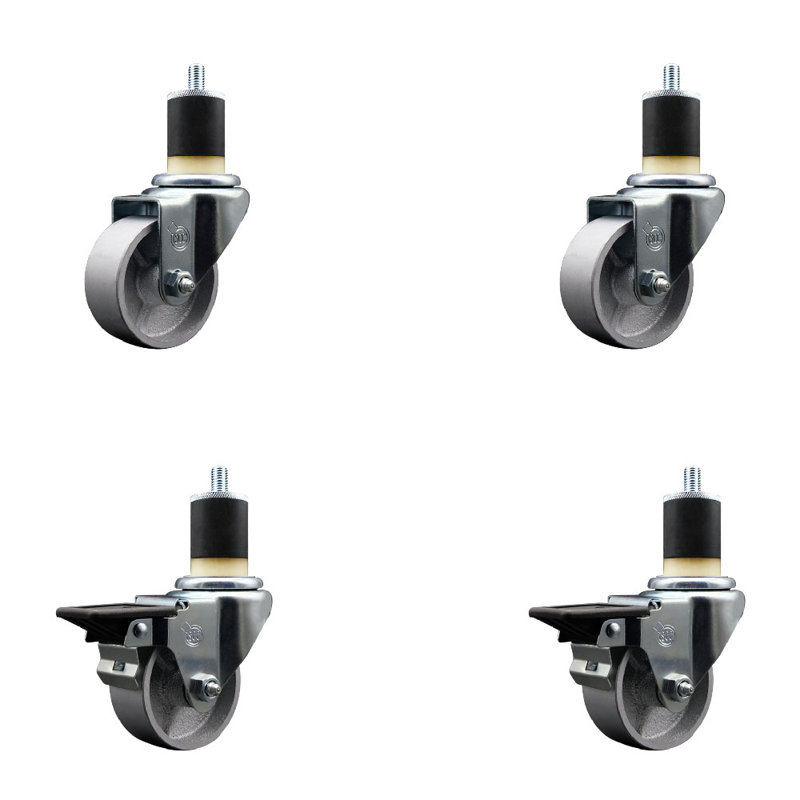 Ensemble de roulettes extensibles pivotantes de 3 pouces avec roues pivotantes de 1 7/8 po et 2 freins SCC