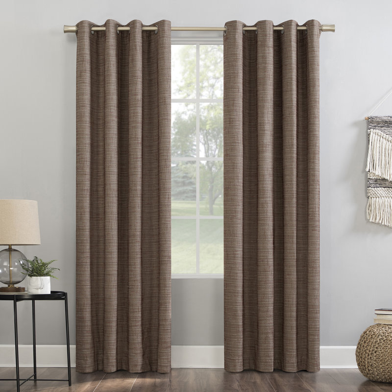 Panneau de rideau 100% occultant avec œillets Burlap Weave, rouille, L 52 po x L 96 po