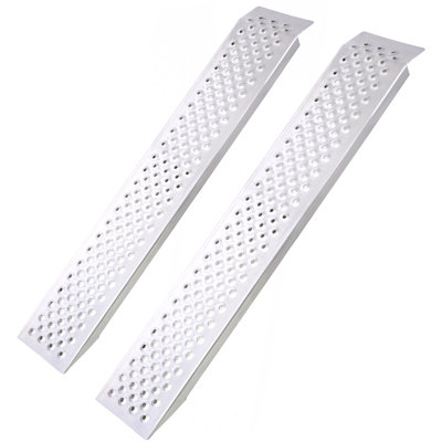 4FT Aluminum Shed Ramps 2PC, Outdoor Loading Ramps For Shed Curb Steps Stairs, Golf Cart Ramps, Four Wheeler Ramps For Hand Truck, Bicycle, Motorcycle, Riding Mower, 880 Lbs Capacity