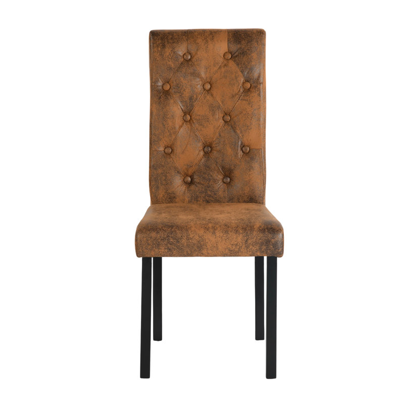 Abbeville 47cm H Tufted Upholstered Parsons Chair, 6, Brown/Black