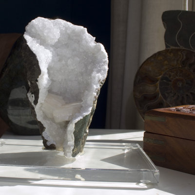 Stilbite & Apophyllite In Matrix. Acrylic Mounted.