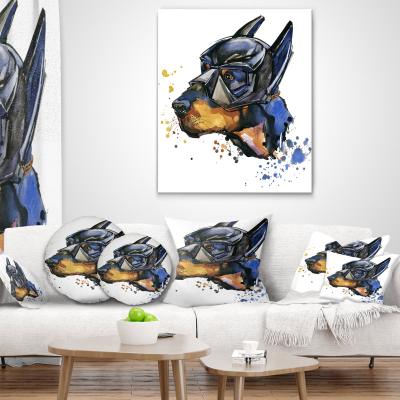 Coussin Doberman Superman, Rectangulaire, 12 po x 20 po