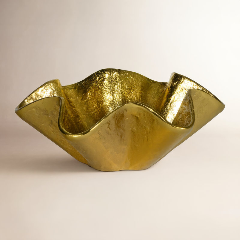 Pedicoat Metal Bowl Small (Brass), Brass, 4.75" H x 12" W x 12" D