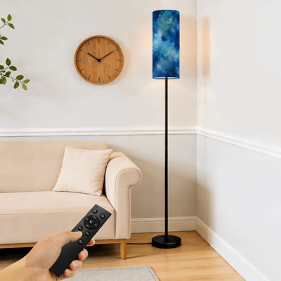 Lampe sur pied sale bleu marine Gruge sans soudure aquarelle à répétition infinie teinture sur pied moderne à intensité variable avec télécommande interrupteur au pied abat-jour abat-jour grand lampadaire pour salon chambre bureau