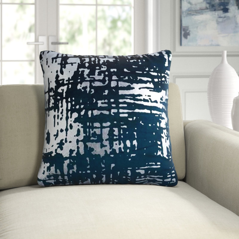 Moderne Velvet Square Pillow Cover & Insert, Teal