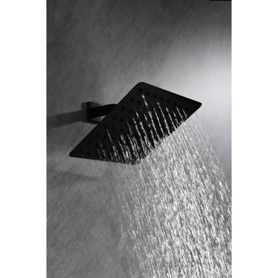 304 Stainless Steel Rainfall Shower Head - High With Self Nozzles, Ultra-Thin & Full Body Covering, Rich Matte Color Black
