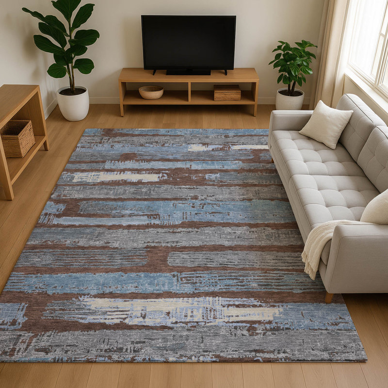 Tapis à rayures Slesnick AMF1665 lavable à la machine de qualité supérieure, Rectangle 10 pi x 14 pi