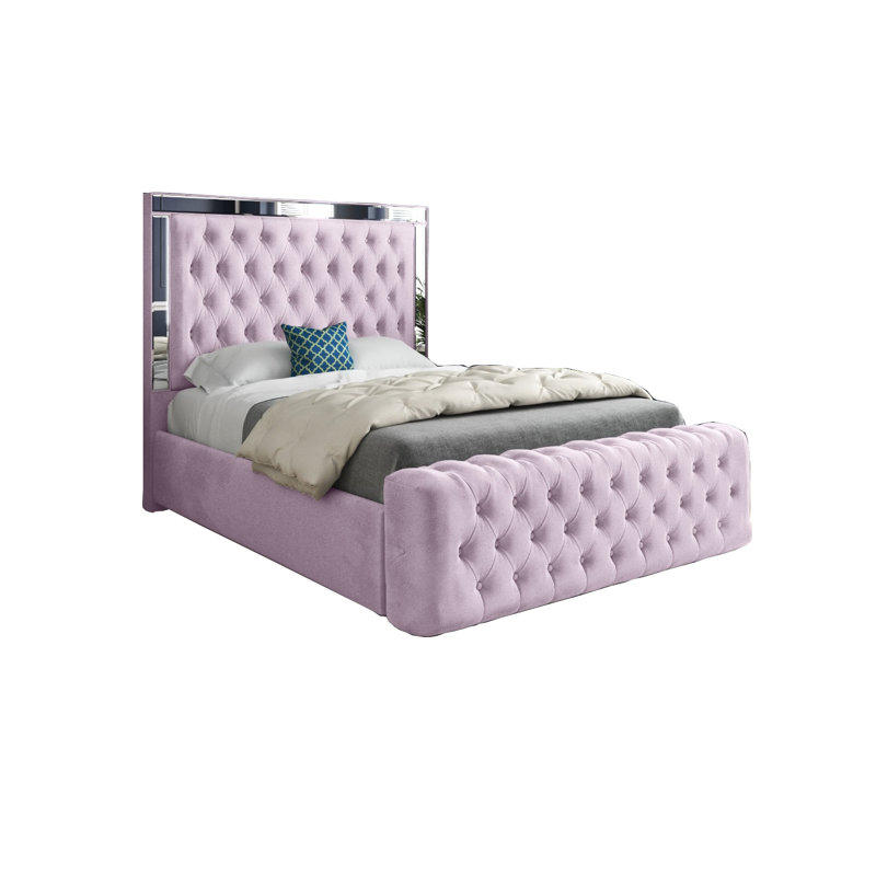Aleck Upholstered Bed, Small Double (4'), Pink