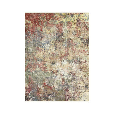 Multicolor Abstract Watercolor 5 x 7 Ft Rug for Playroom Nursery
