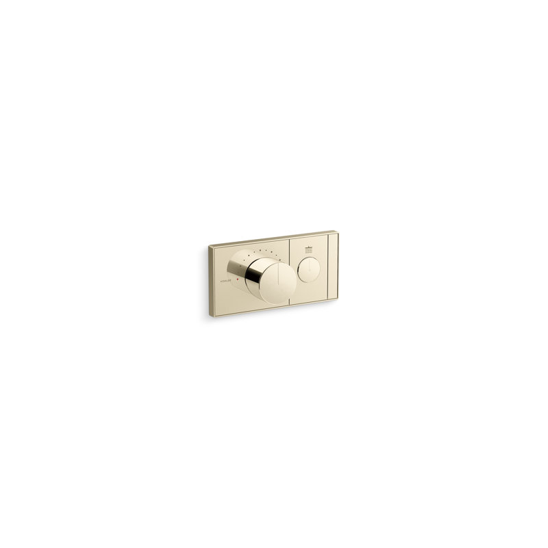 Panneau de commande de valve thermostatique à une sortie Anthem avec bouton-poussoir encastré, Or éclatant de style français