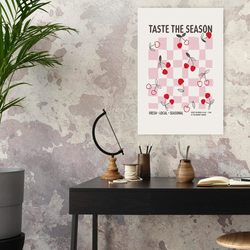 Art mural rétro «Taste The Season Cherries», H 24 po x l 16 po