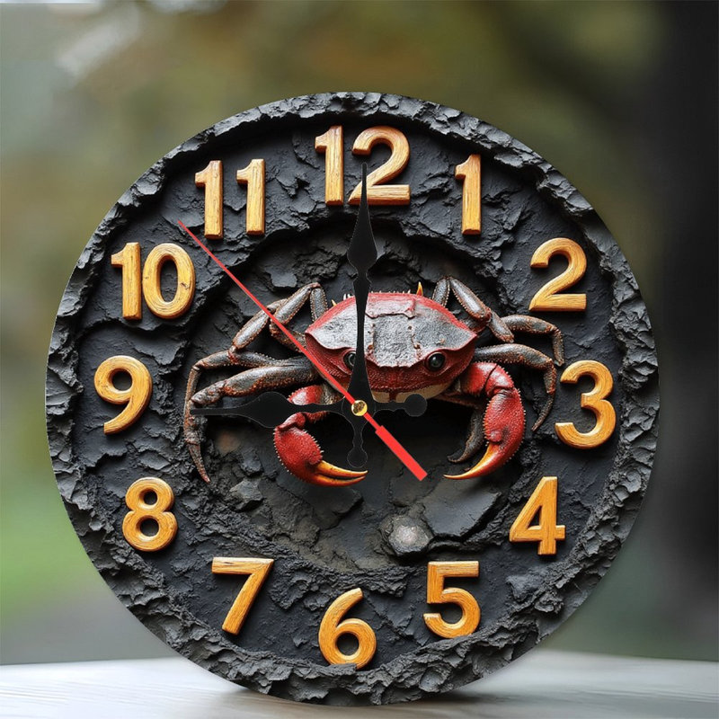 Stone Texture Crab Clock Wall Decor