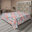 Rose pastel / motif floral bleu-vert