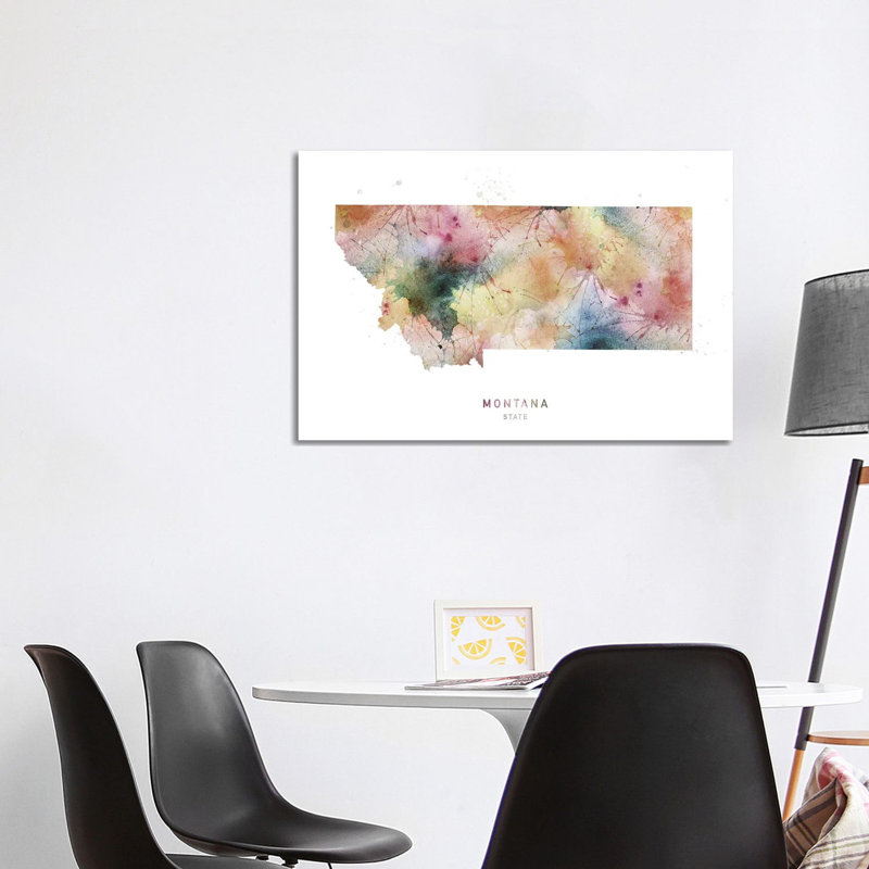 Montana State Map 1 Piece Wrapped Canvas Painting, 101.6 cm H x 66.04 cm W